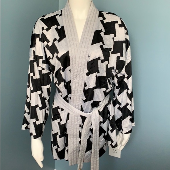 Jantzen black and gray houndstooth robe coverup LG - Picture 1 of 4
